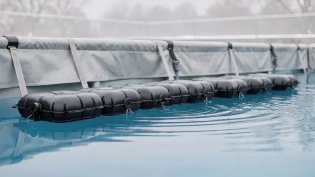Eisdruckpolster im Pool beim Einwintern zur Entlastung der Poolwand