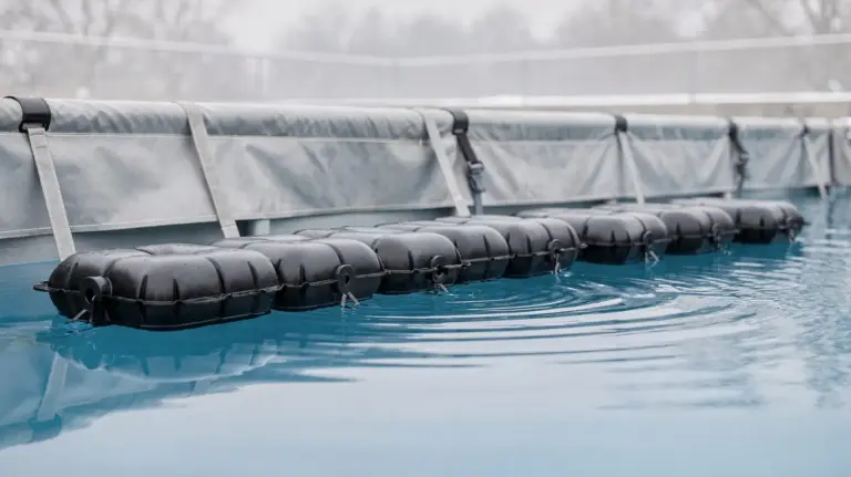 Eisdruckpolster im Pool beim Einwintern zur Entlastung der Poolwand