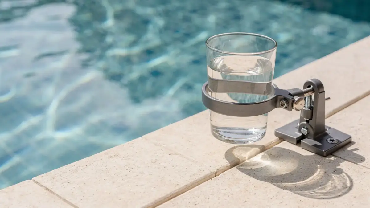 Getränkehalter am Poolrand als praktische Befestigung für den Pool