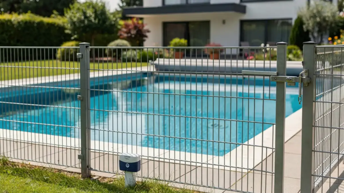 Privater Pool mit Sicherungsmaßnahmen zur Poolsicherungspflicht in Deutschland
