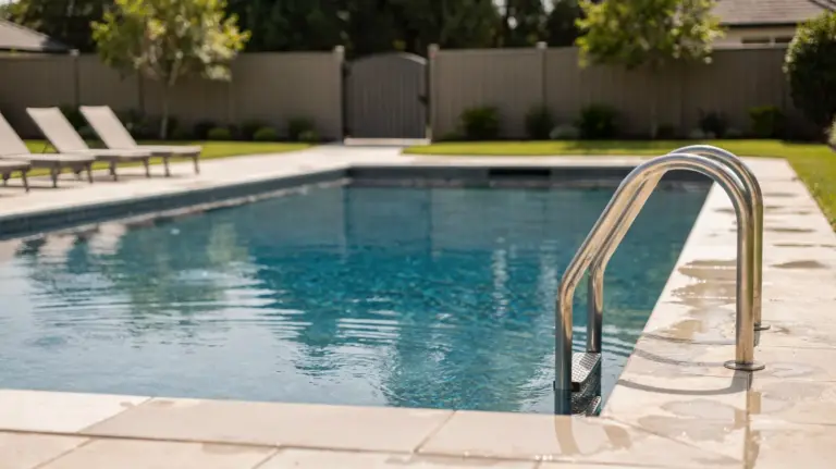 Privater Pool im Garten als Motiv zum Thema Pool-Haftung bei Unfall