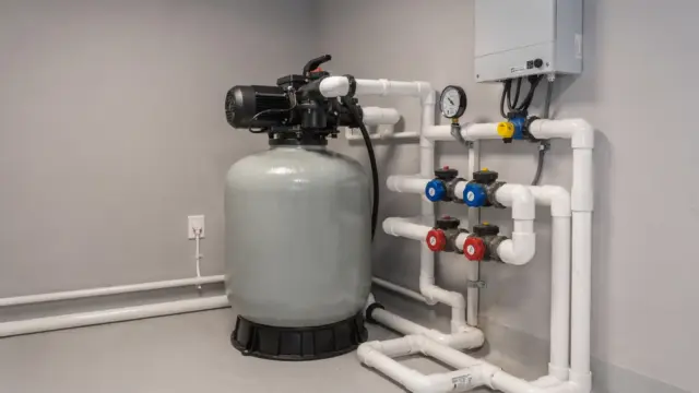 Pooltechnik installieren: Filterpumpe, Rohrleitungen und Steuerung in einem Technikraum