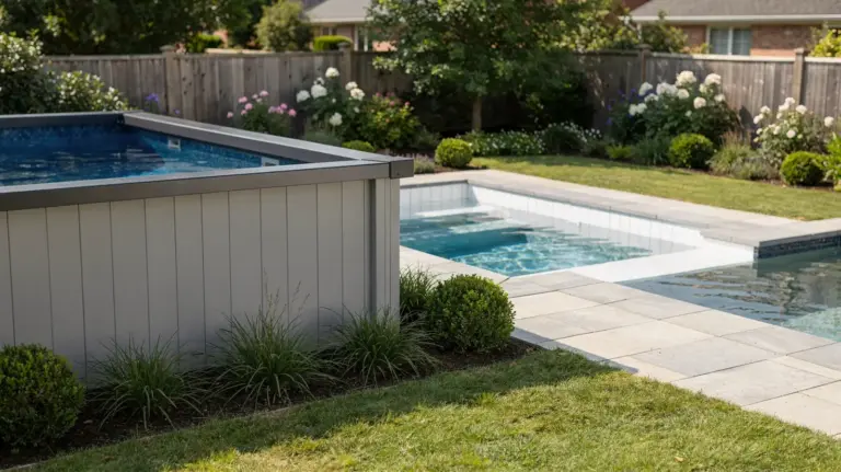 Verschiedene Poolarten im Garten: Aufstellpool, Plunge Pool und eingelassener Pool