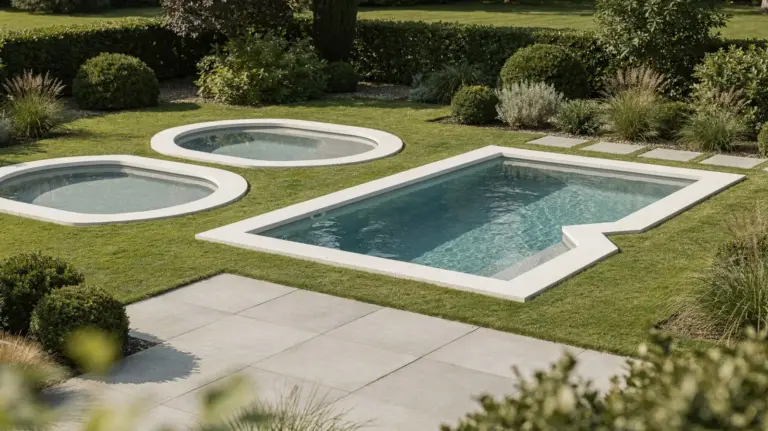 Verschiedene Poolformen im Garten als Planungshilfe zur Frage: Welche Poolform passt in den Garten?