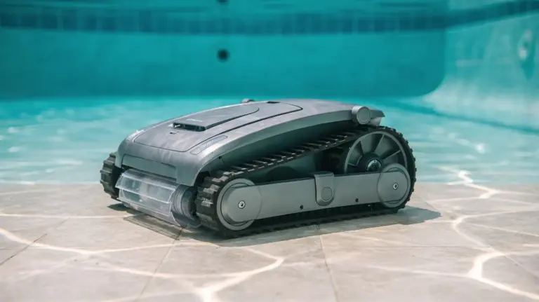 Poolroboter im Schwimmbecken mit Antrieb und Filter für die Poolreinigung
