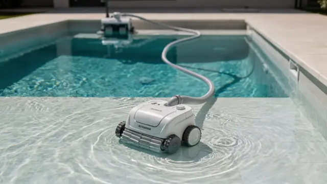 Poolroboter im Swimmingpool als Thema zur Laufzeit und Reinigungsdauer