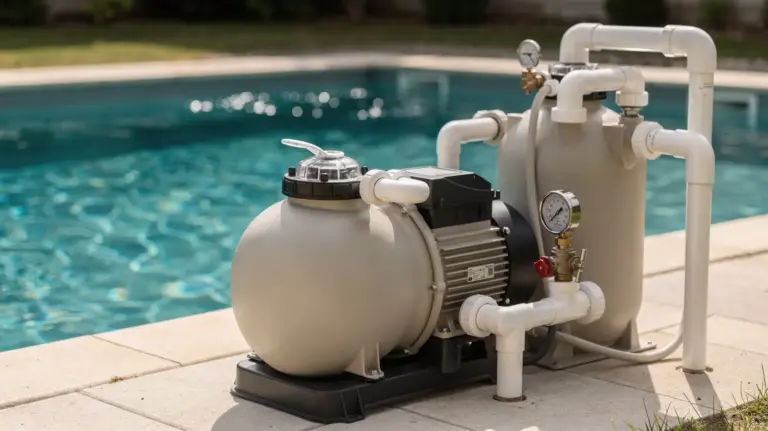 Pool-Filteranlage mit Pumpe und Filterbehälter zur Filterlaufzeit im Pool