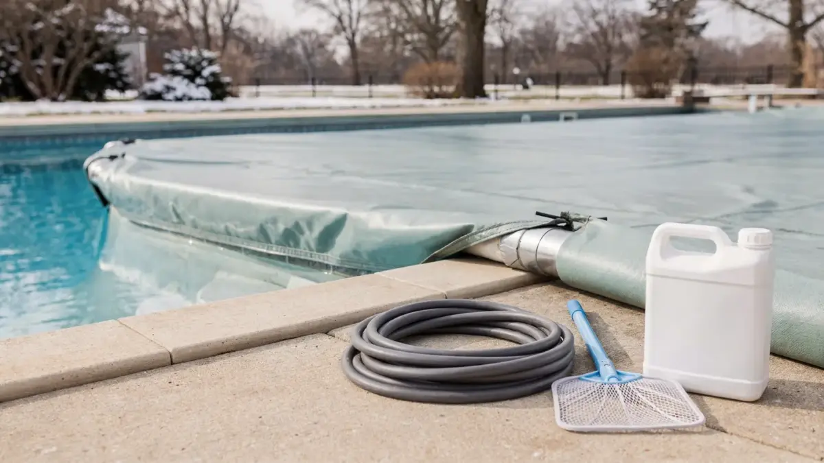 Poolskimmer im Winter mit Abdeckung und Zubehör – Thema: Skimmer im Winter abdecken