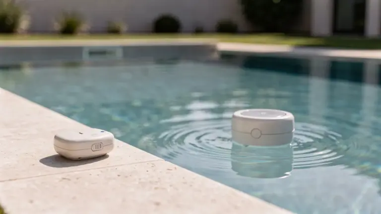 Poolalarm am Gartenpool mit Sensoreinheit als Sicherheitsgerät